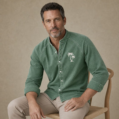Broken-In Cotton Embroidered Denim Shirt