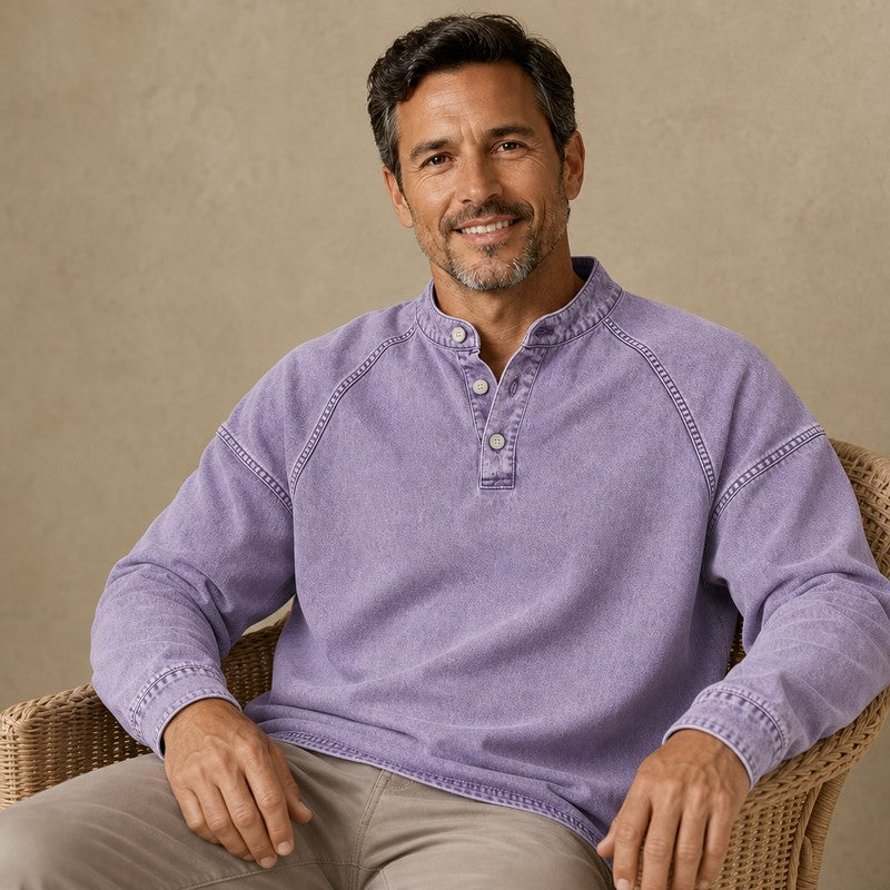 Rugged Vintage Cotton Henley Shirt
