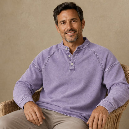 Rugged Vintage Cotton Henley Shirt