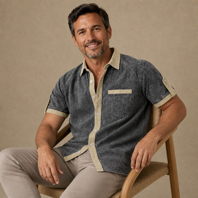 Colorblock Washed Cotton Shirt