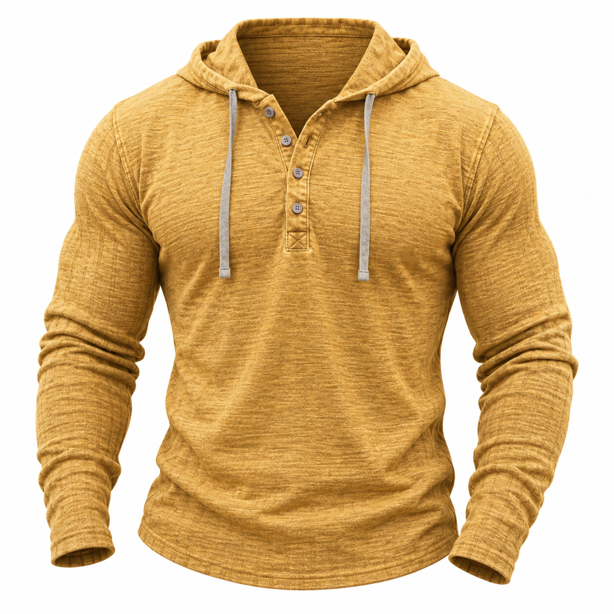 Breathable 100% Cotton Hooded Henley