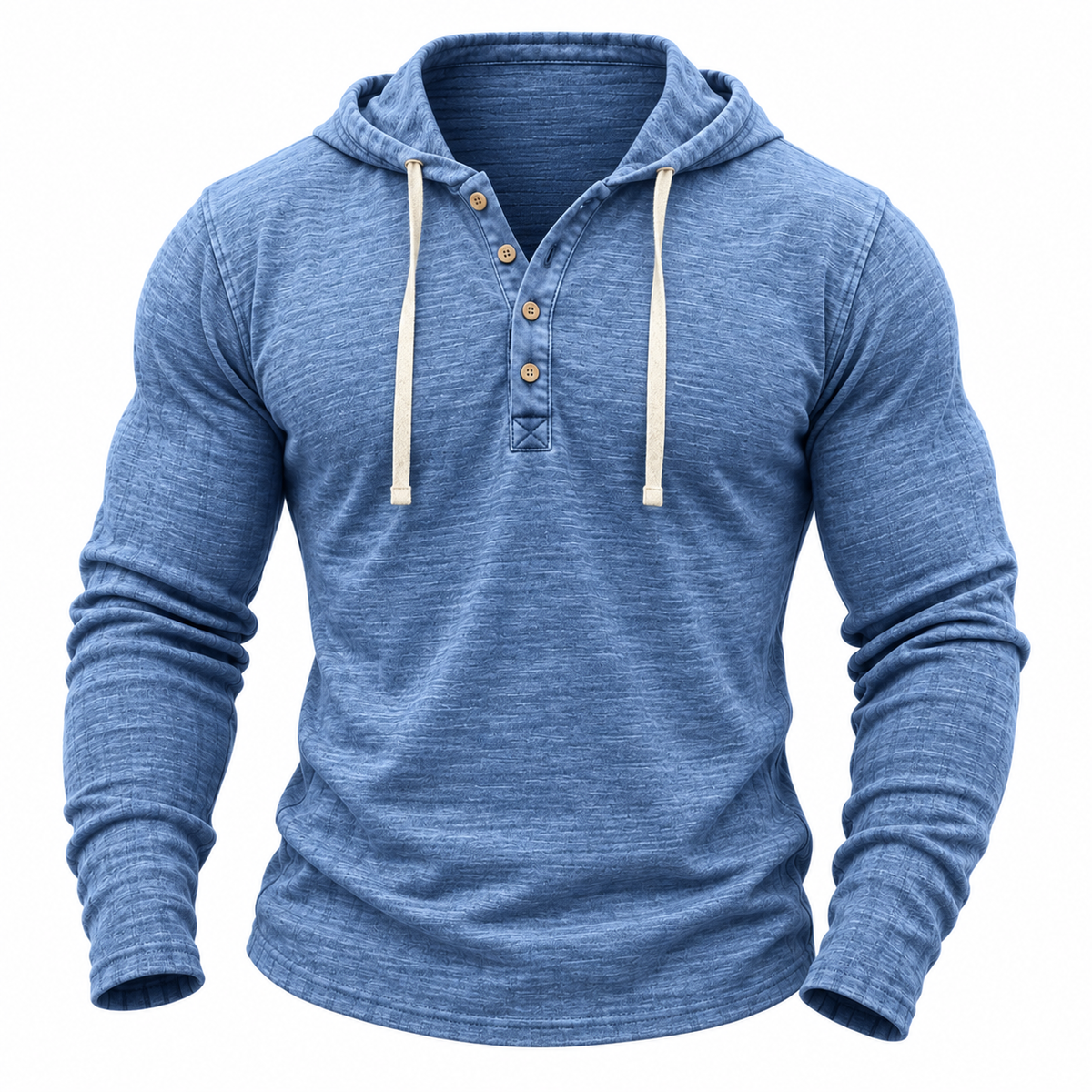 Breathable 100% Cotton Hooded Henley