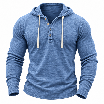 Breathable 100% Cotton Hooded Henley