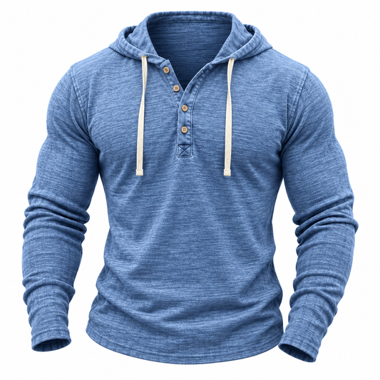 Comfort 100% Cotton Hooded Henley