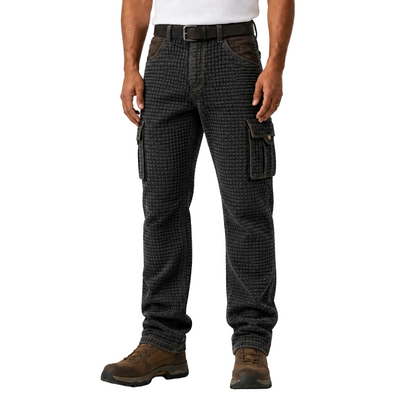 Colorblock Waffle Patchwork Cargo Pants