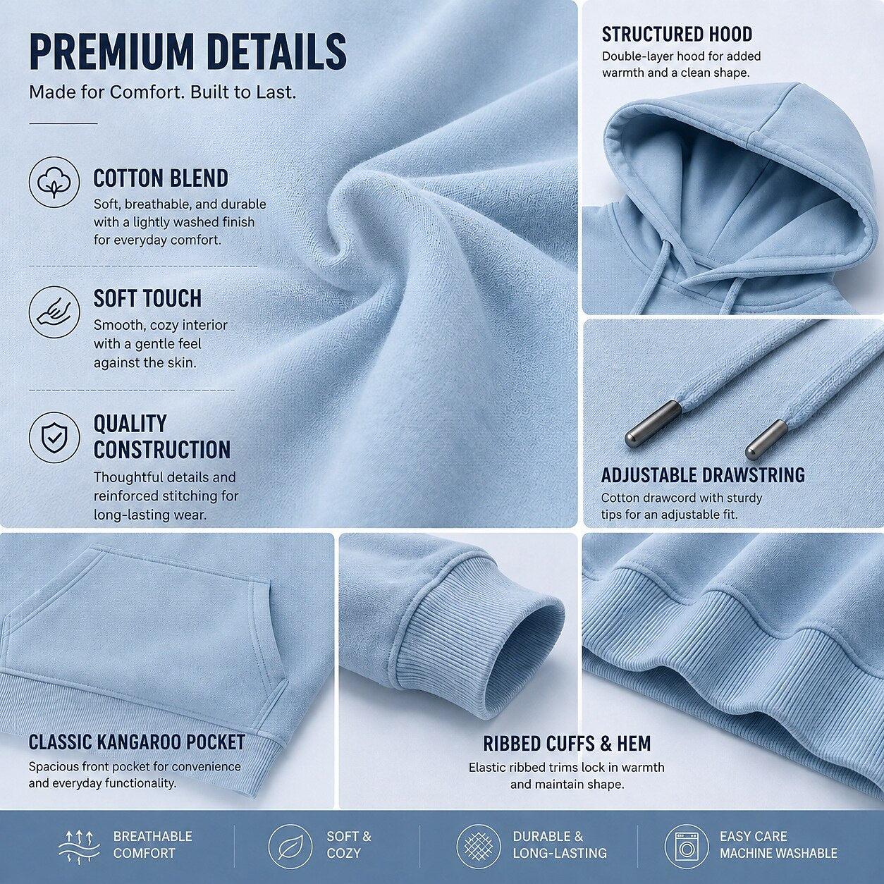 Comfort Cotton Pullover Hoodie