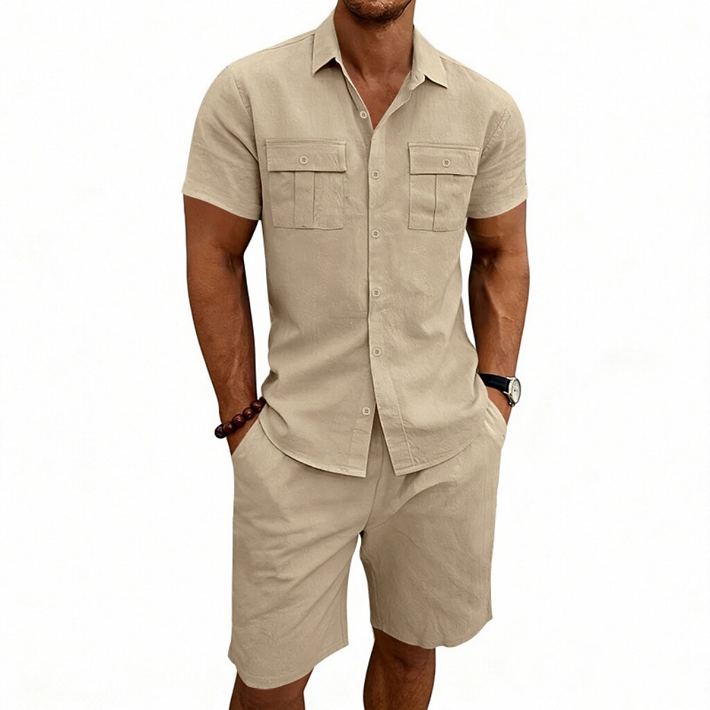 Men's Linen Shirt & Shorts Set