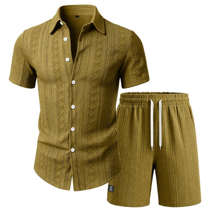 Men's Jacquard Shirt & Shorts Set