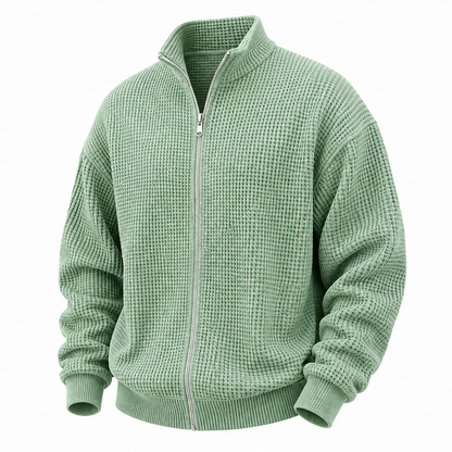 Soft Waffle Zipped Sweatshirt