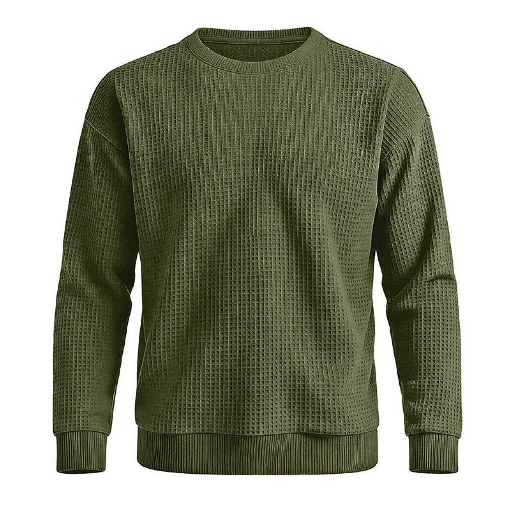 Classic Waffle Knit Crew Neck Sweatshirt