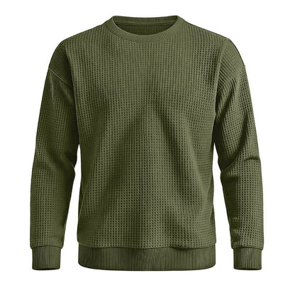 Classic Waffle Knit Crew Neck Sweatshirt