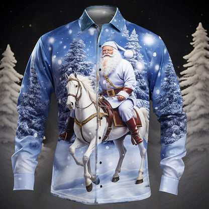 Men's Santa Tree Christmas Button-Up Shirt