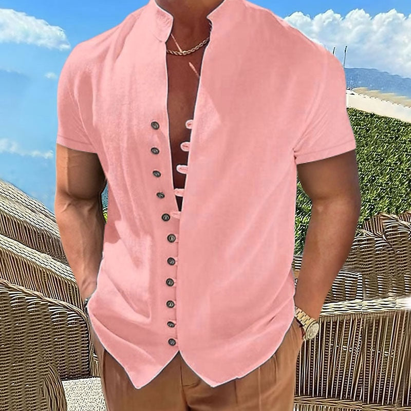 Men's Casual Linen Shirt - Short Sleeve Summer Essential