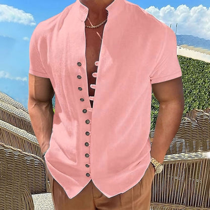 Men's Casual Linen Shirt - Short Sleeve Summer Essential