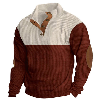 Stylish Patchwork Corduroy Sweatshirt