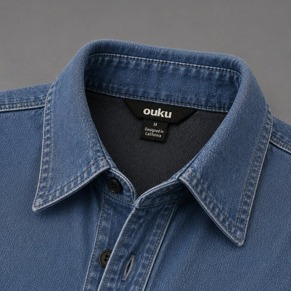 Relaxed Washed Cotton Button Up Shirt