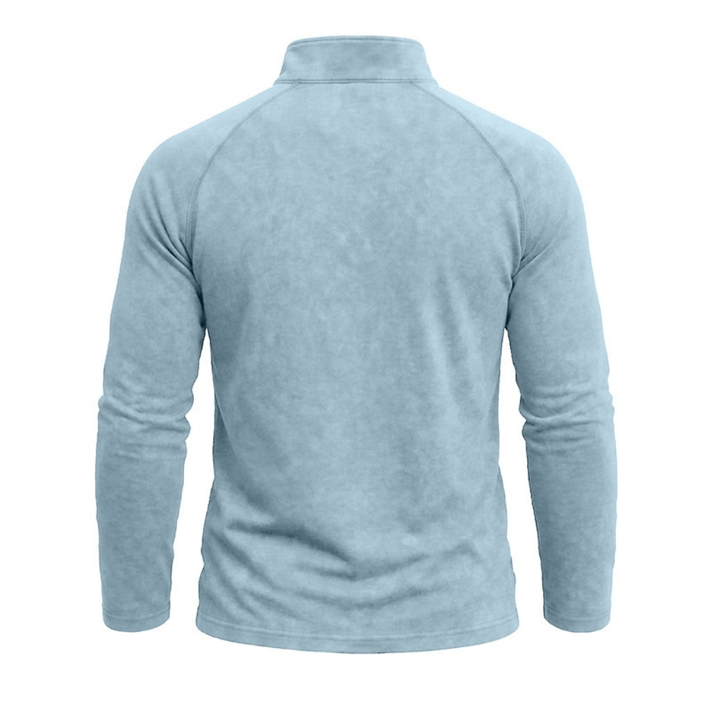 Relaxed Washed Cotton Henley Shirt