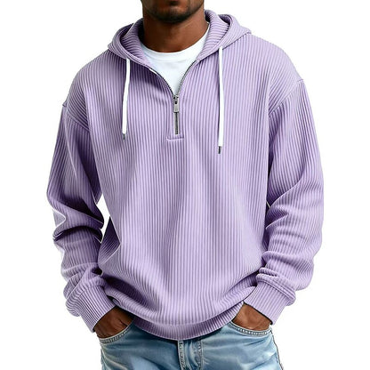 Textured Corduroy Quarter Zip Hoodie