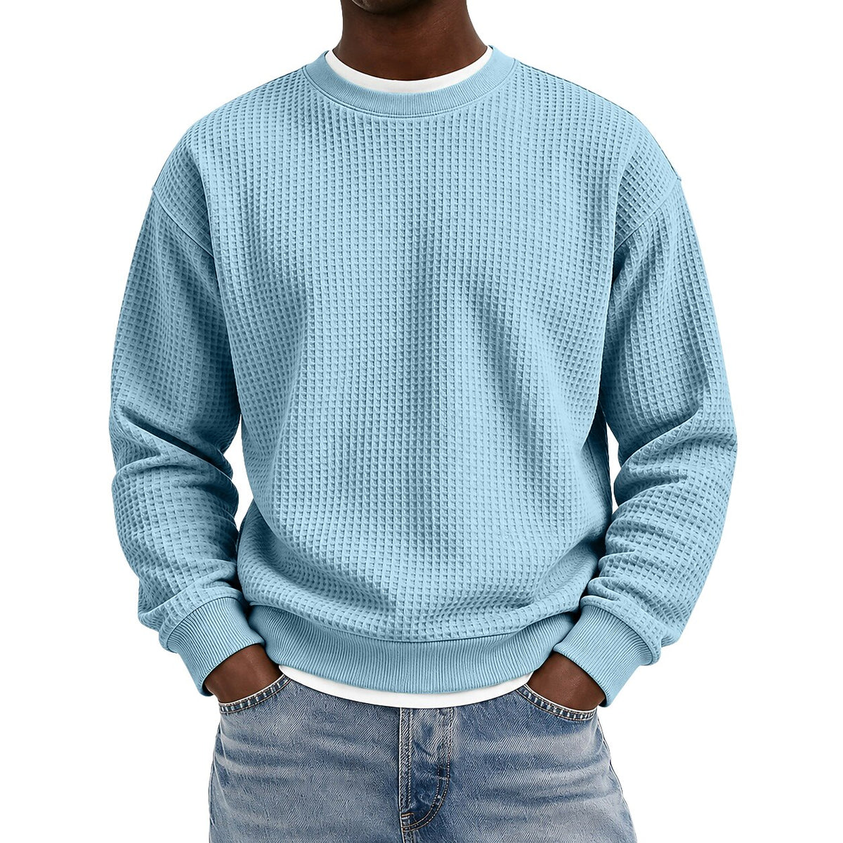 Classic Crewneck Waffle Sweatshirt Pullover