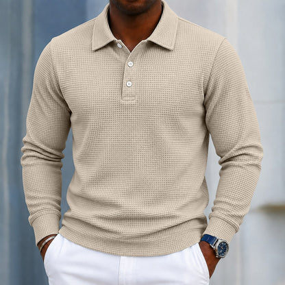 Casual Textured Waffle Polo Shirt