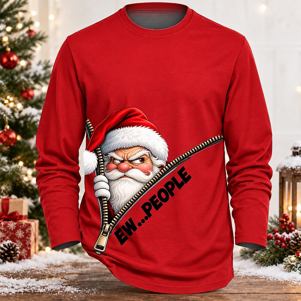 Men's Funny Santa Christmas Longsleeve Tee
