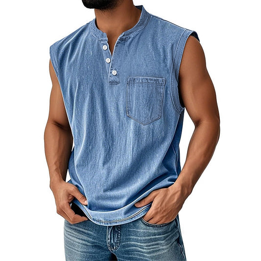 100% Cotton Henley Tank Top