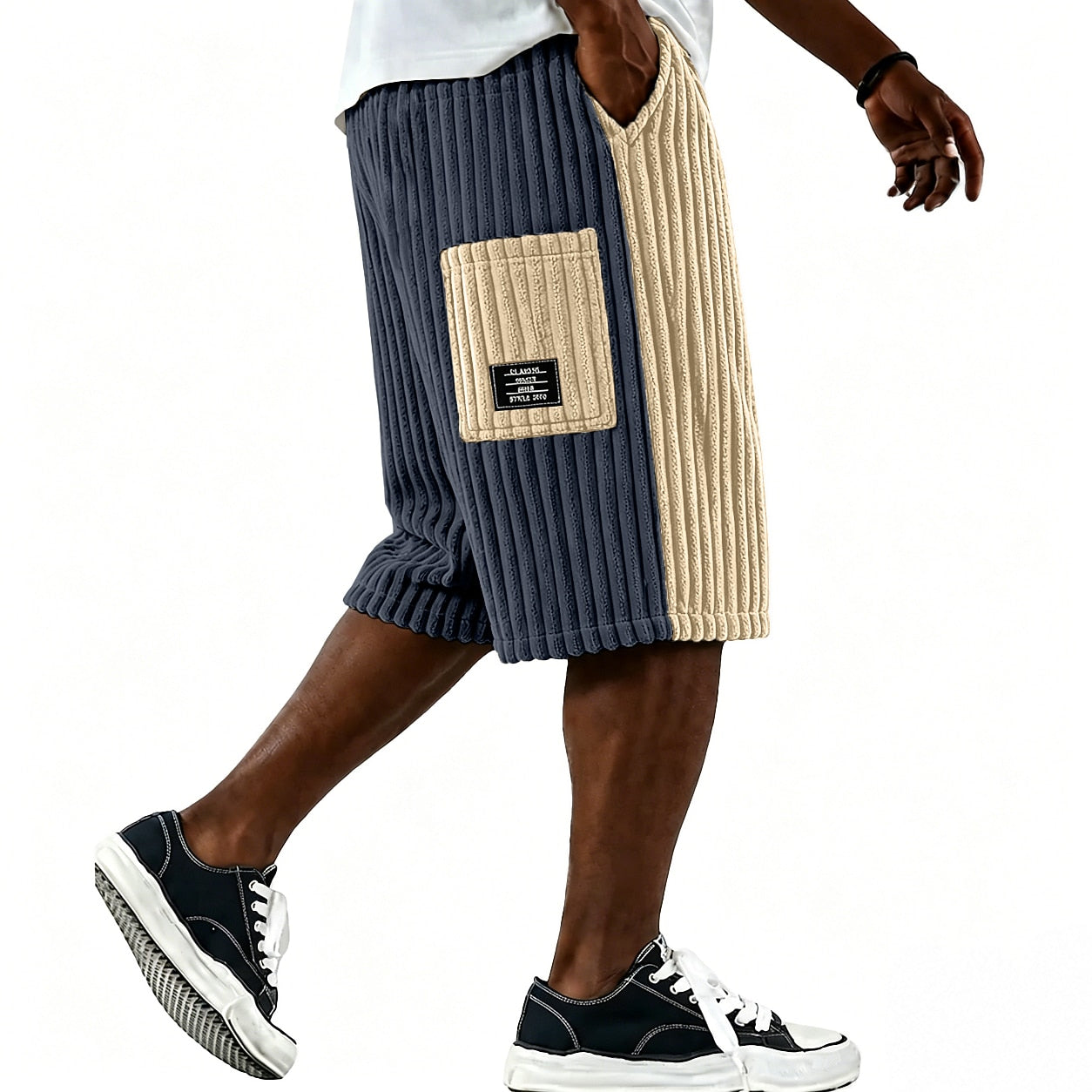 Colorblock  Corduroy Shorts