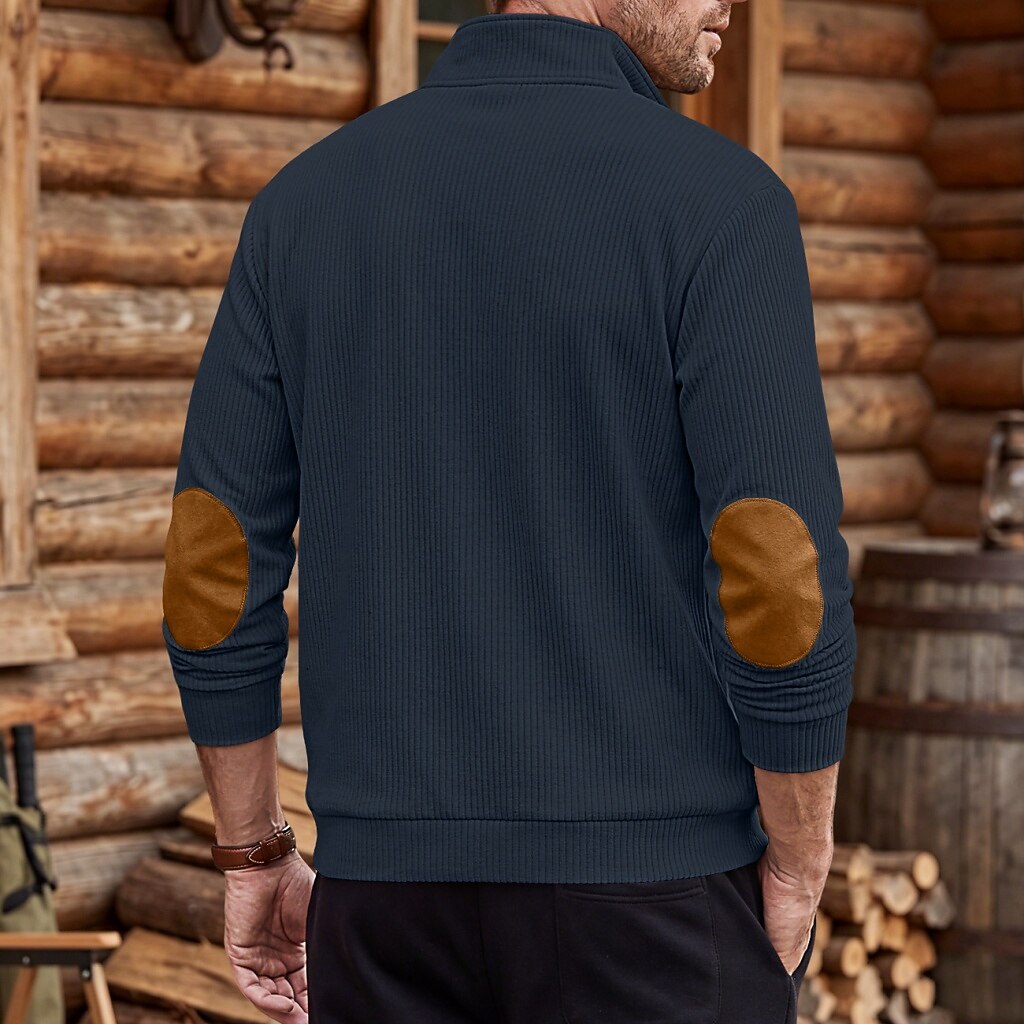 Colorblock Corduroy Quarter Zip Sweatshirt