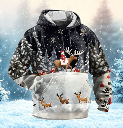 Christmas Santa Animal 3D Graphic Hoodie