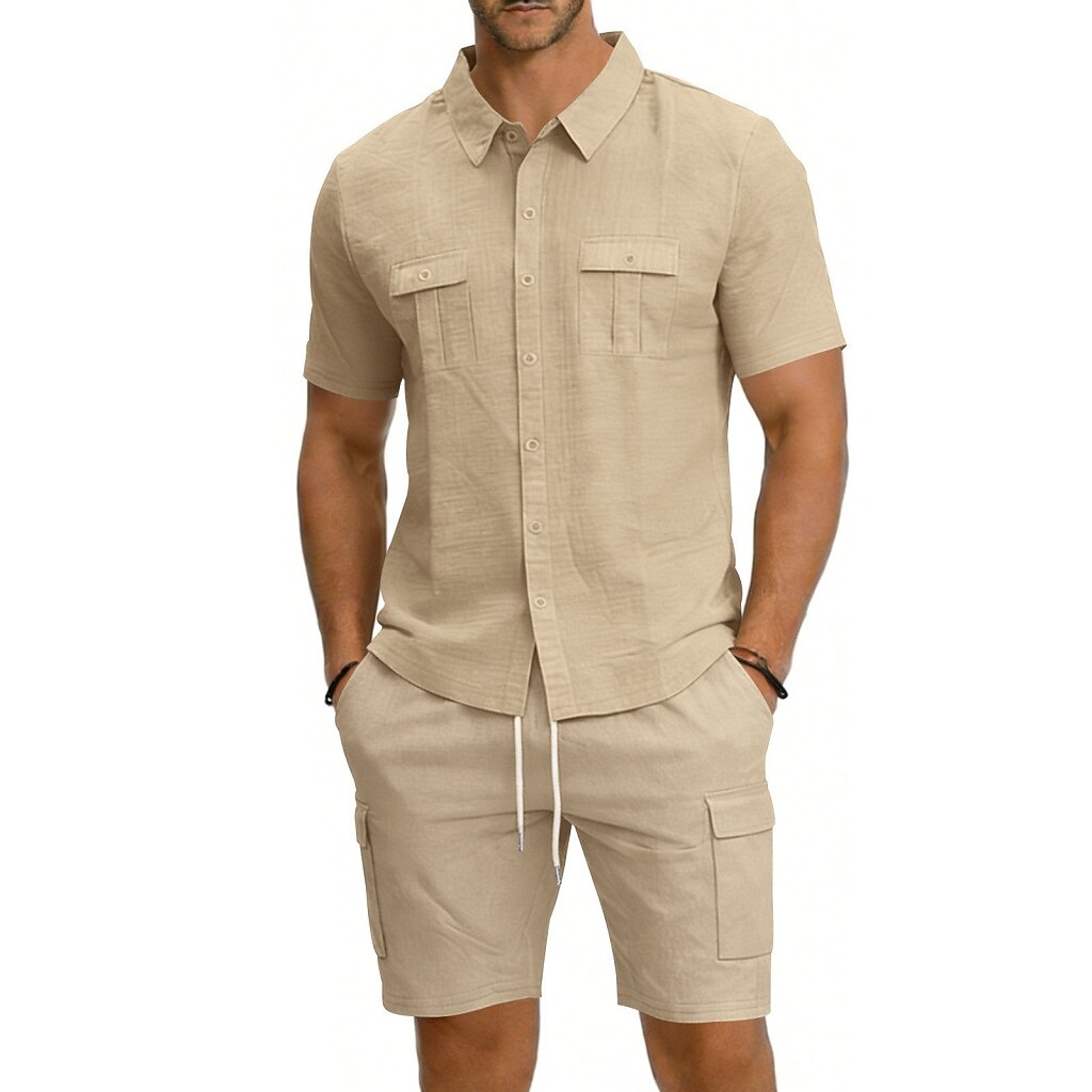 Cotton Linen Shirt & Shorts Set