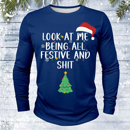 Men's Funny Santa Christmas Long Sleeve T-Shirt