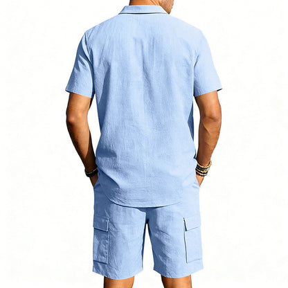 Cotton Linen Shirt & Shorts Set
