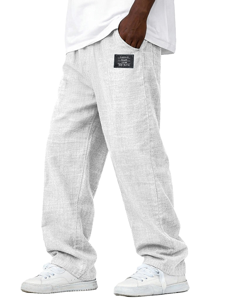 Men's Summer Linen Pants -Elastic Drawstring Waist