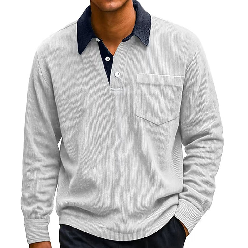 Colorblock Corduroy Polo Shirt