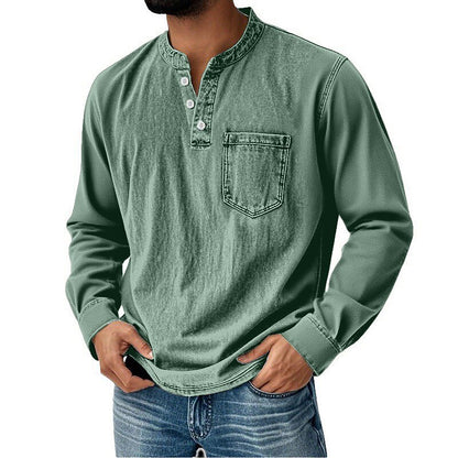 Vintage Washed Cotton Henley T-Shirt