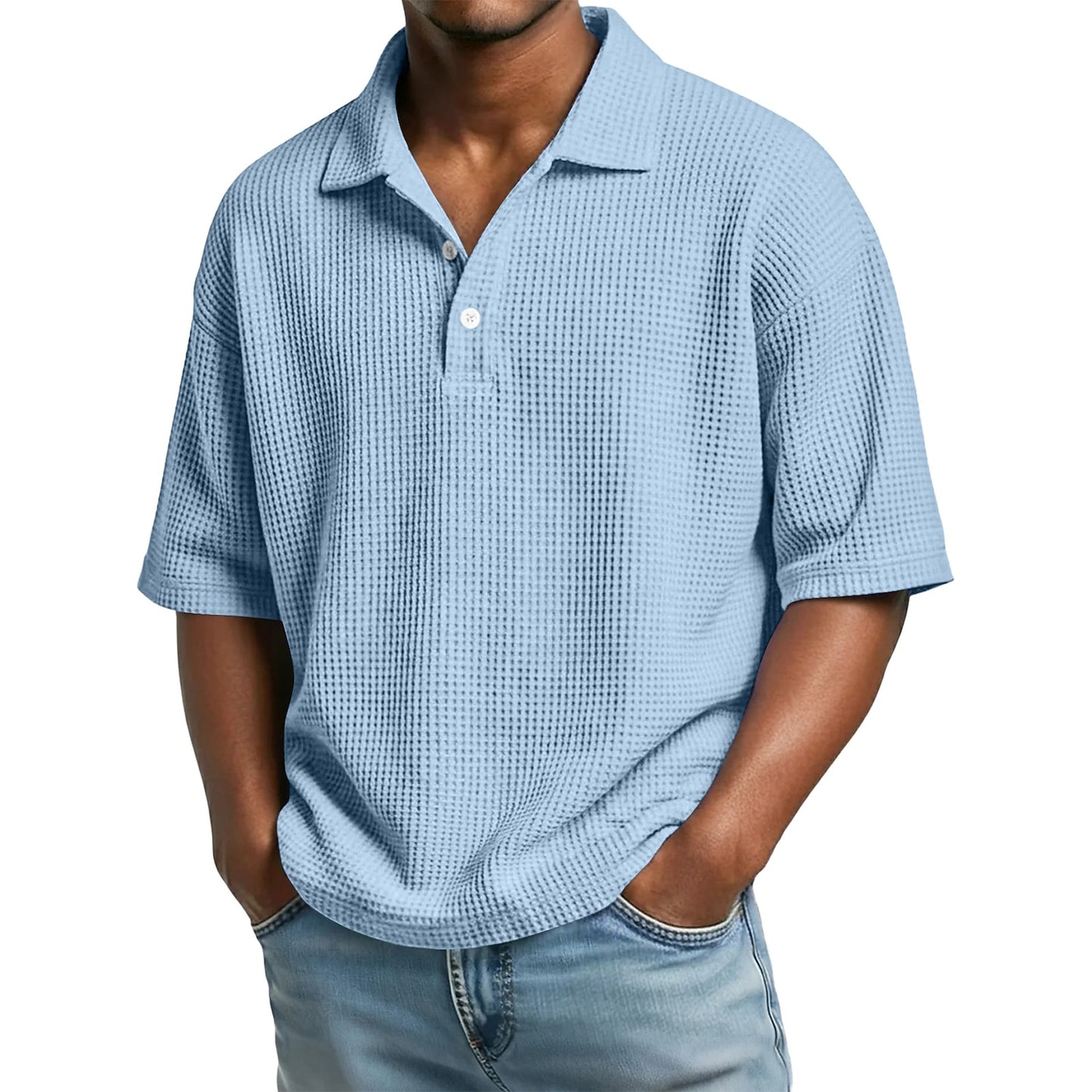 Men's Waffle Knit Polo Shirt