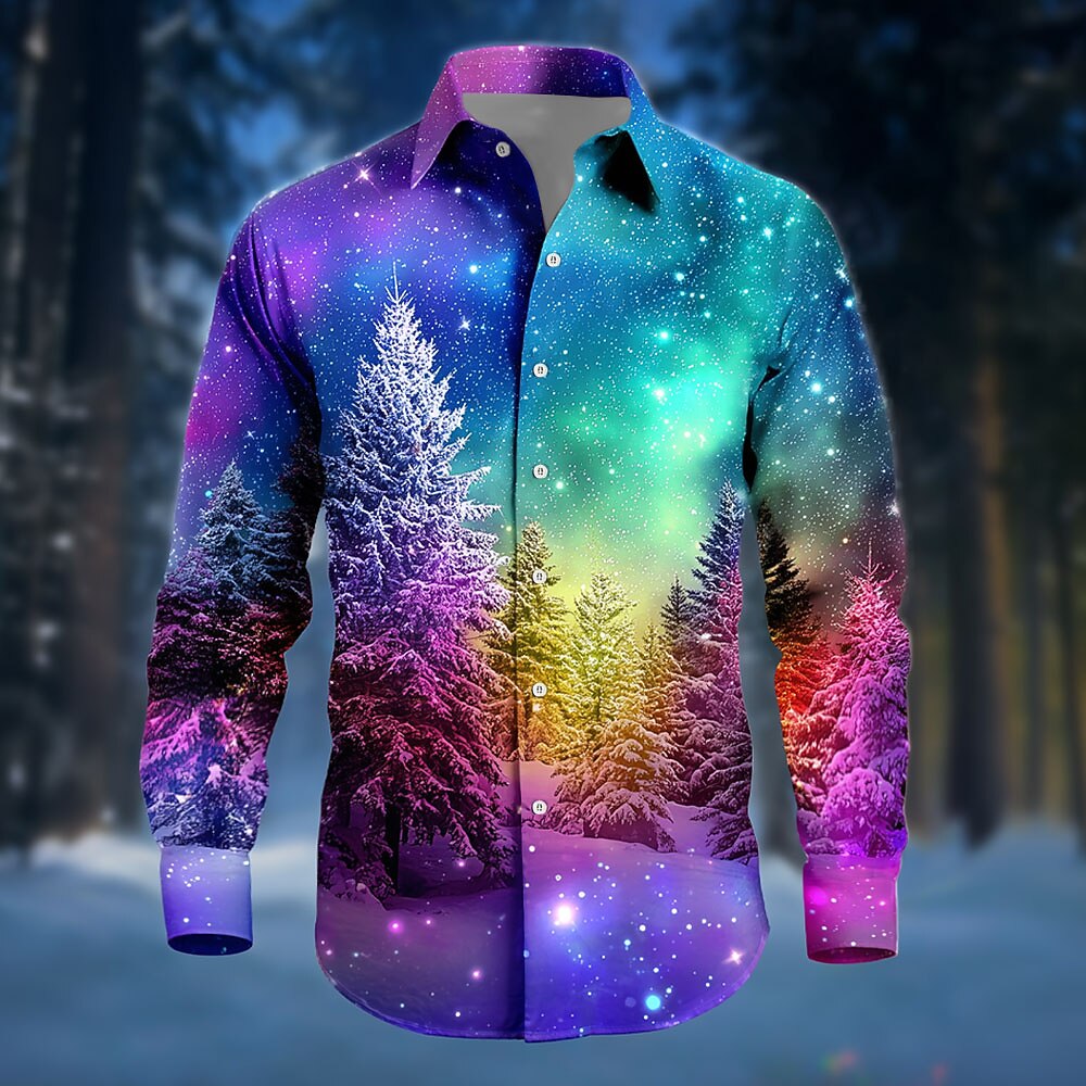 Christmas Tree Aurora Costume Button Shirt