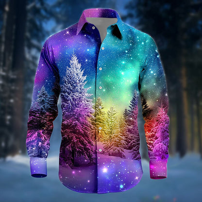 Christmas Tree Aurora Costume Button Shirt