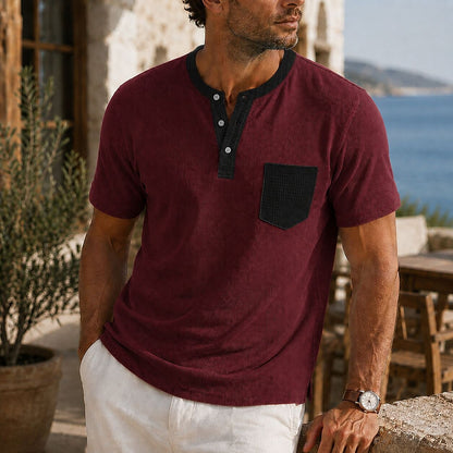 Men's Colorblock Waffle Henley T-Shirt