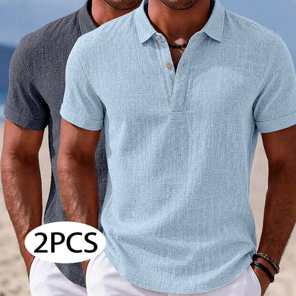 2-Pack Lightweight Linen Polo Shirts