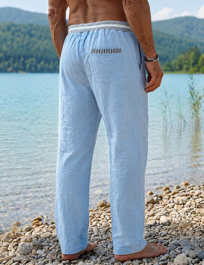 Lightweight Linen Pants With Elastic Waist