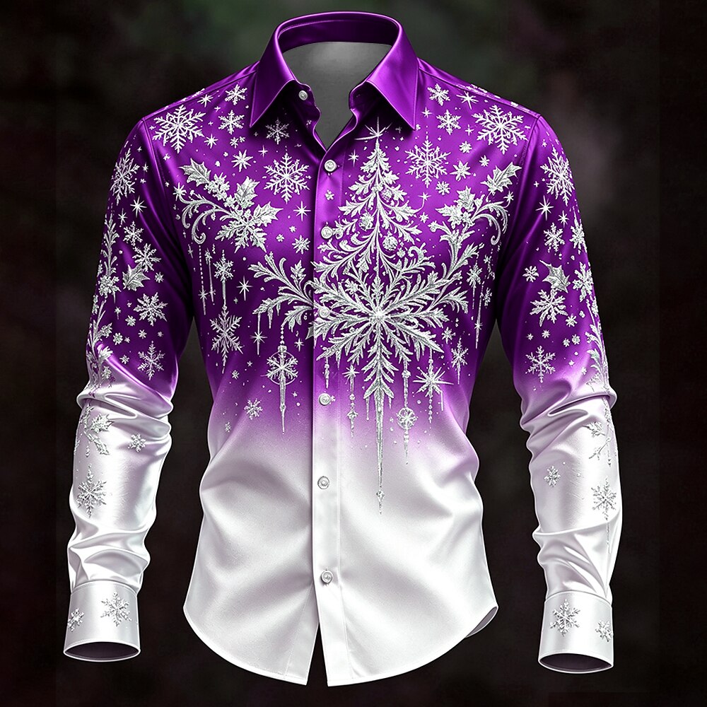 Christmas Tree Snowflake Button Down Shirt
