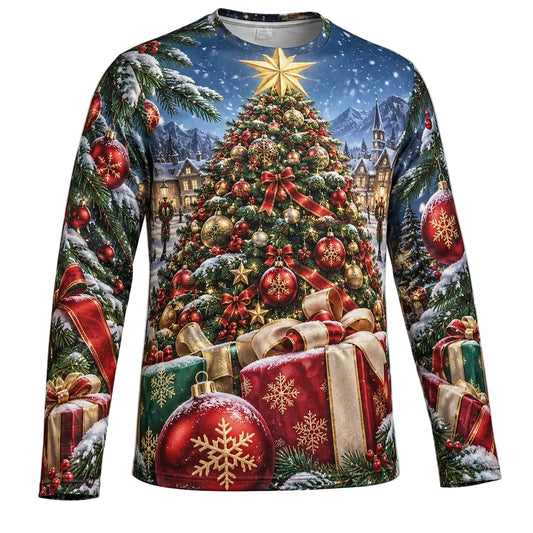 Men's Christmas Tree Casual Long Sleeve Tee