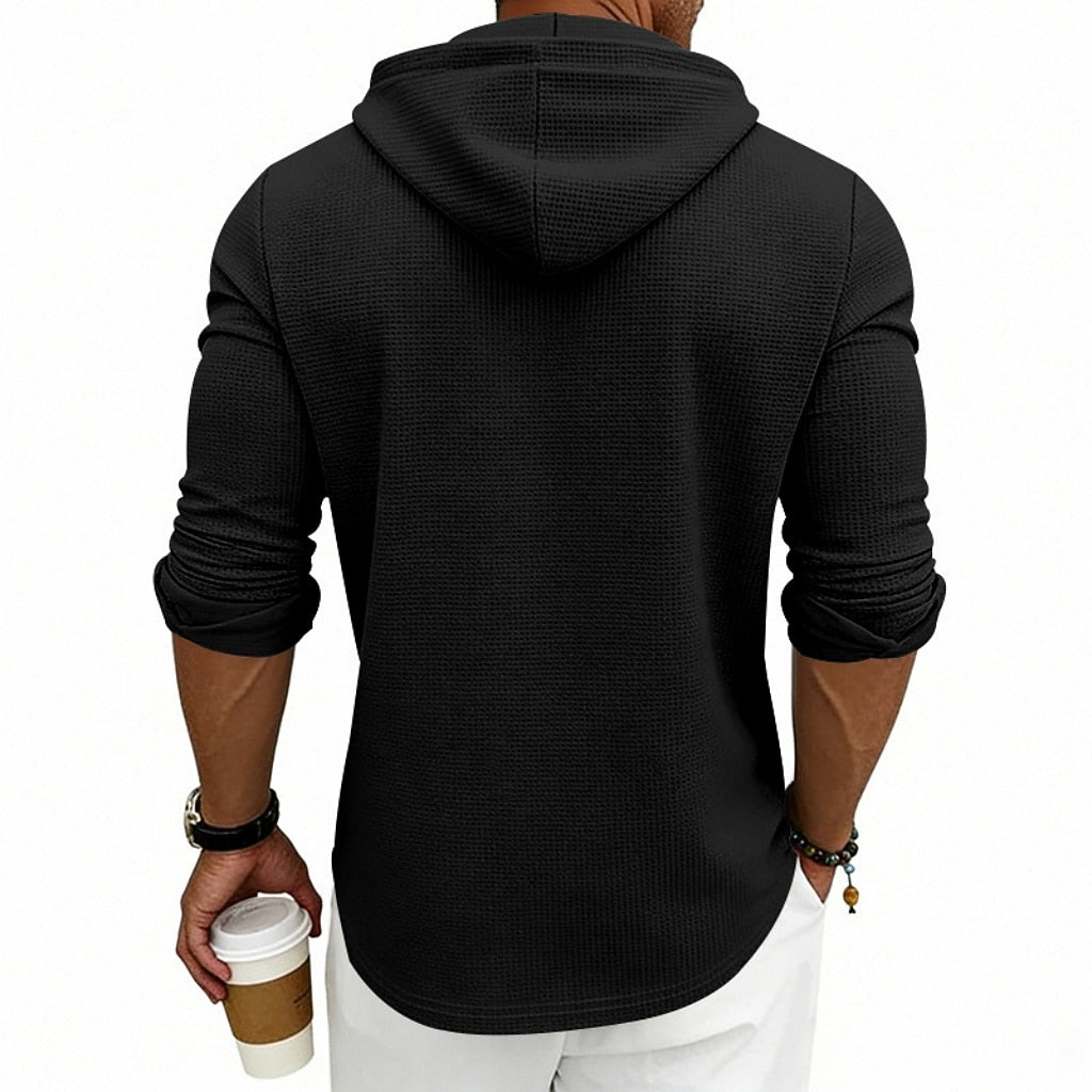 Textured Waffle Hooded Henley