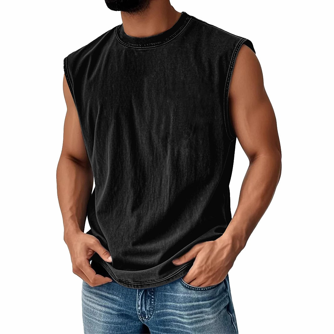 Men‘s Cotton Tank Top -Classic Crew Neck Summer Tee