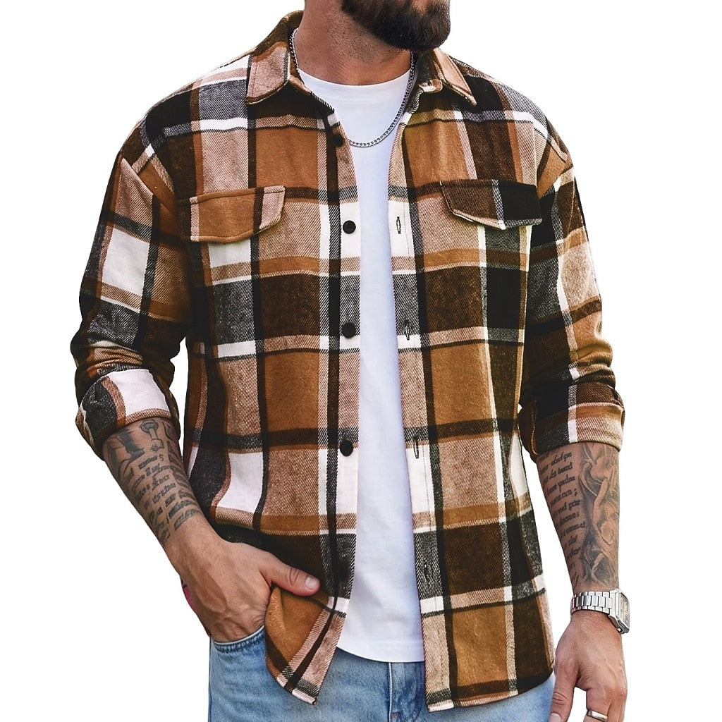 Classic Plaid Button Up Flannel Shirt