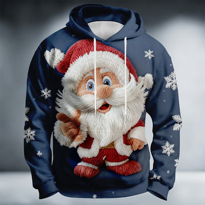 Festive Santa Christmas Casual Pullover Hoodie