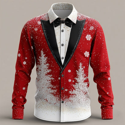 Men's Christmas Faux Collar Tuxedo Shirt