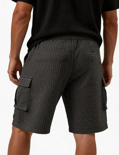 Lightweight Waffle Cargo Shorts With Pocket