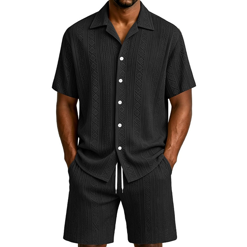 Men's Jacquard Shirt & Shorts Set